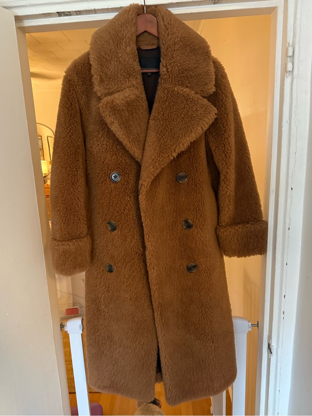 Banana Republic Double-Breasted Teddy Pea Coat - Chestnut Brown